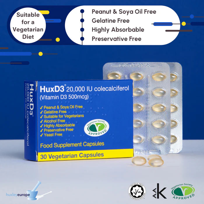 HuxD3 20,000iu Vegetarian Capsules